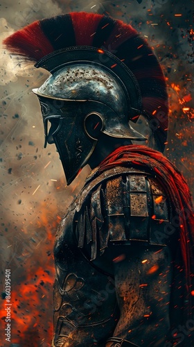 Obraz na płótnie Roman Gladiator in Fiery Battle w salonie