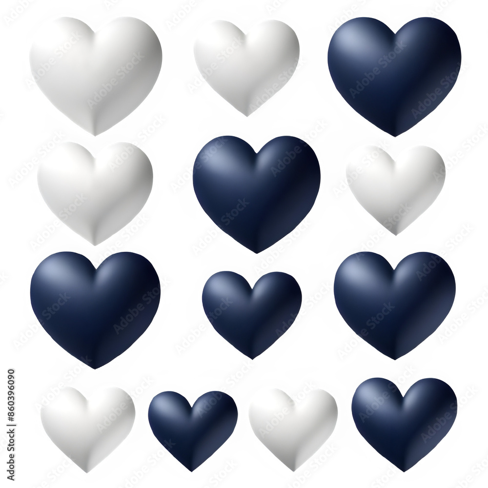 3D navy hearts 3D navy hearts