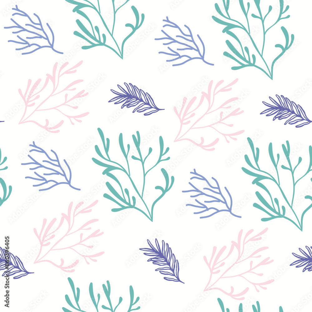 Underwater sea plants pattern. Seamless vector pattern for textile and fabric
Underwater sea plants pattern. Seamless vector pattern for textile and fabric