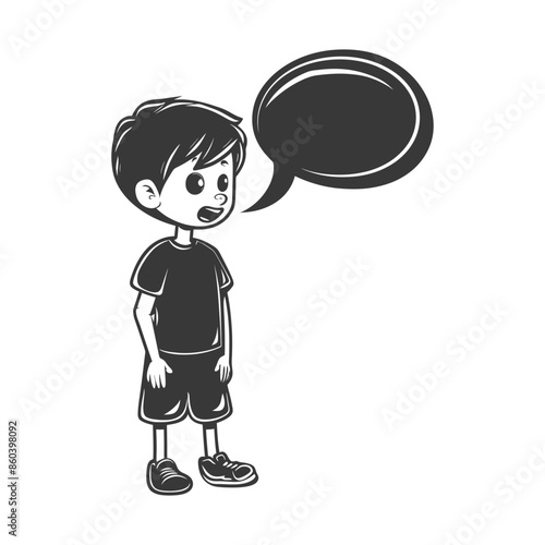 Cartoon Boy with Thought Bubble: Vector Illustration, Dialogue, Conversation Icon