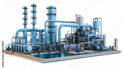 Pumping Stations: Stations for pumping water or other fluids throughout the plant isolated on white background photo