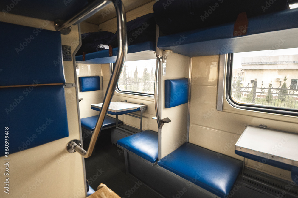 Obraz premium Sleepers Train, from Khiva to Tashkent, Uzbekistan