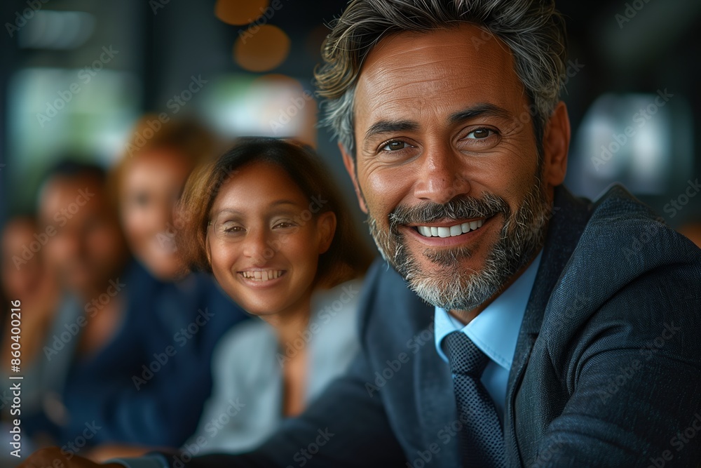 Happy Businessman Smiling During Meeting Happy Businessman Smiling During Meeting