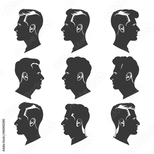Men's Hairstyle Silhouettes: Grooming Guide, Side Profile Variety.