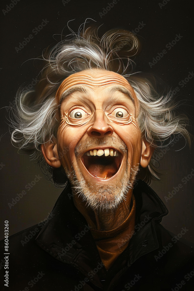 Comical Portrait. Generated image. A digital illustration of a comical portrait of an older man. Comical Portrait. Generated image. A digital illustration of a comical portrait of an older man.