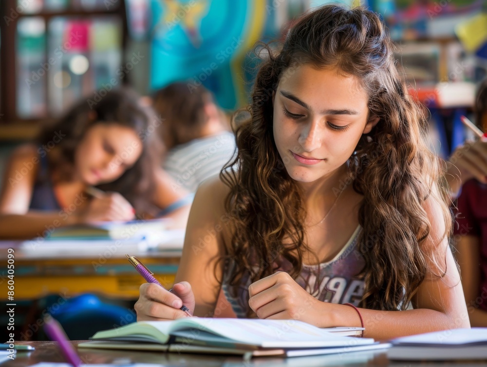 Students Studying Together in High School and College Classroom Setting Students Studying Together in High School and College Classroom Setting