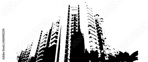 Vector white and black building viewed from empire state building.