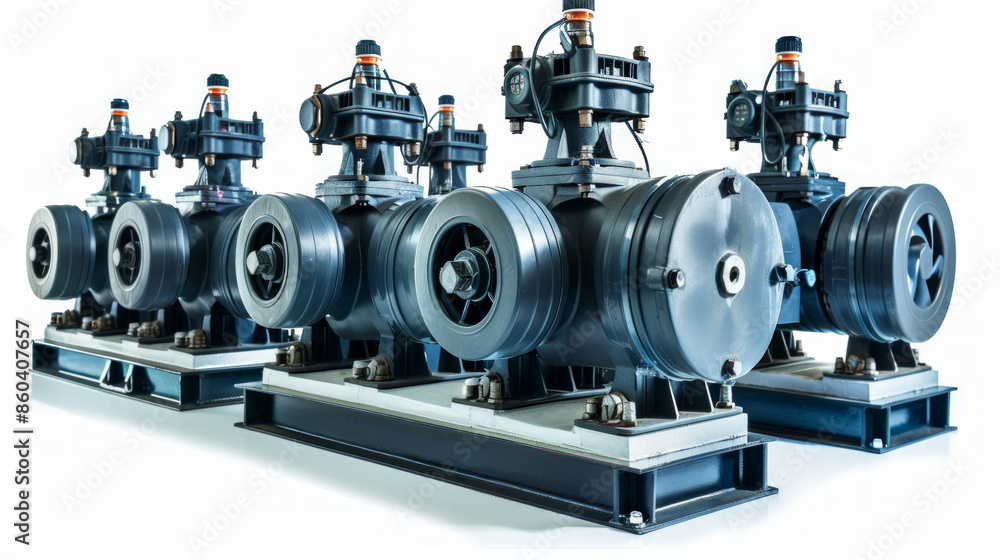Cooling Water Pumps: Pumps for circulating cooling water through heat exchangers isolated on white background Cooling Water Pumps: Pumps for circulating cooling water through heat exchangers isolated on white background