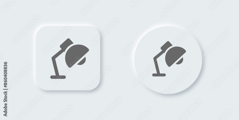Table lamp solid icon in neomorphic design style. Light signs vector illustration. Table lamp solid icon in neomorphic design style. Light signs vector illustration.