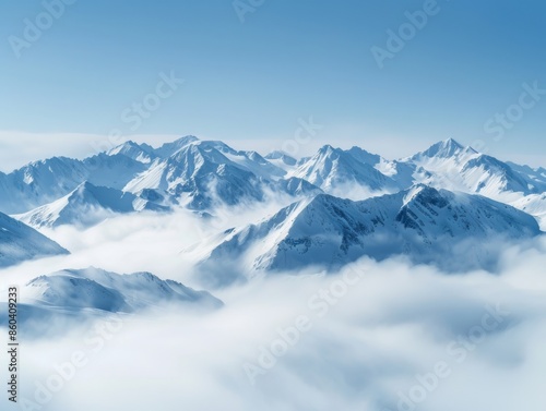 Wallpaper Mural Snowy Mountains Panoramic ViewClouds, Scenic Winter Landscape Photography. Torontodigital.ca