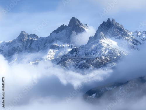 Wallpaper Mural Panoramic Snowy Mountain Landscape Cloudy Sky Scenic Nature Background Image. Torontodigital.ca