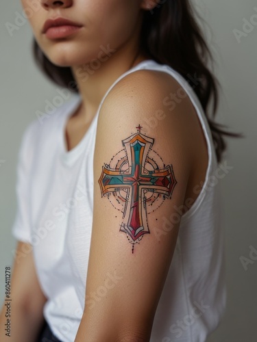 Minimal tattoo of cross