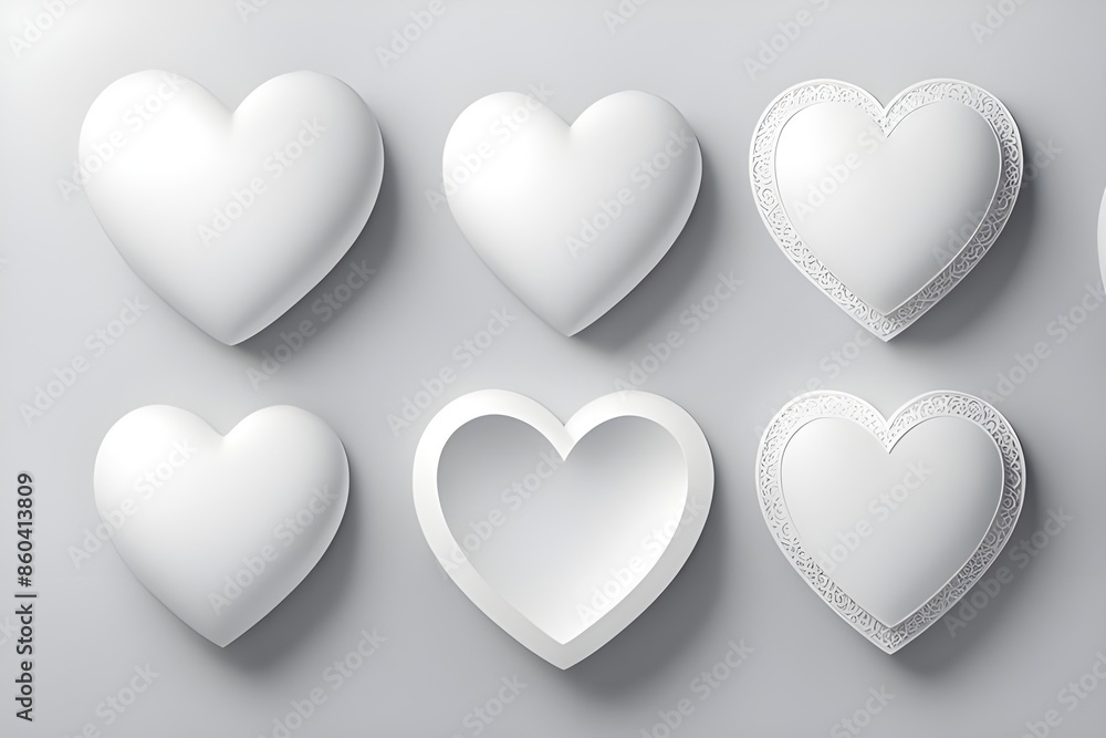 3D white hearts 3D white hearts