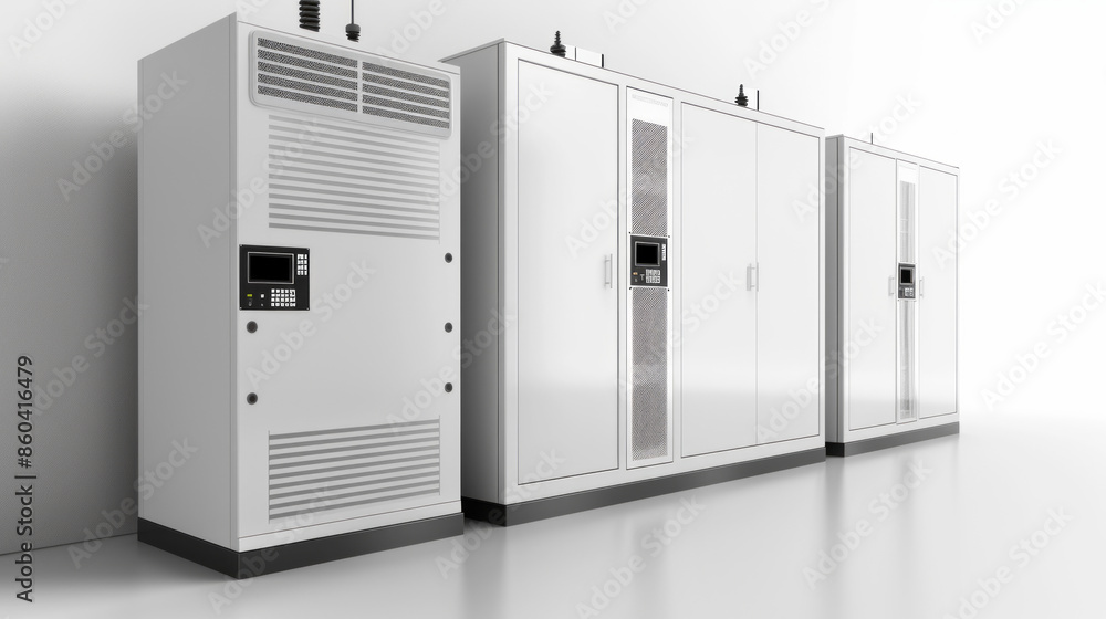 Battery Backup Systems: Systems for providing backup power in the event of a grid outage isolated on white background Battery Backup Systems: Systems for providing backup power in the event of a grid outage isolated on white background