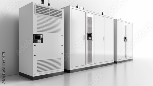 Wallpaper Mural Battery Backup Systems: Systems for providing backup power in the event of a grid outage isolated on white background Torontodigital.ca