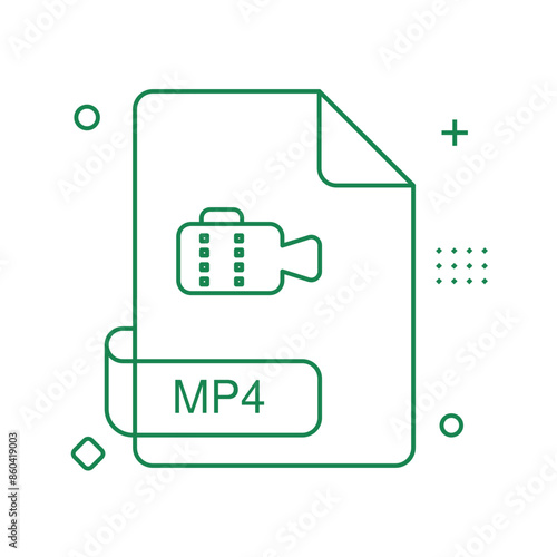 MP4 file type icon in outline detailed style