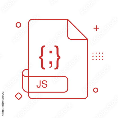 Js file type icon in outline detailed style photo