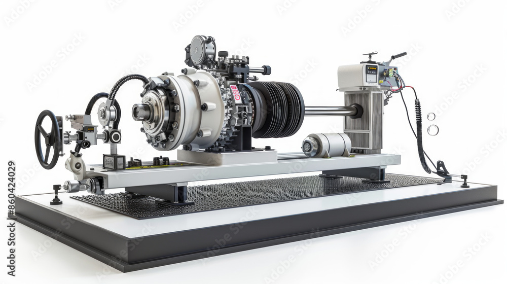Dyno Testing Equipment: Used to measure engine performance and output isolated on white background Dyno Testing Equipment: Used to measure engine performance and output isolated on white background