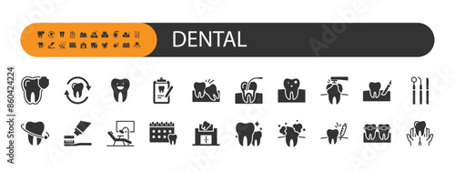 set of dental icons, teeth care, clinic