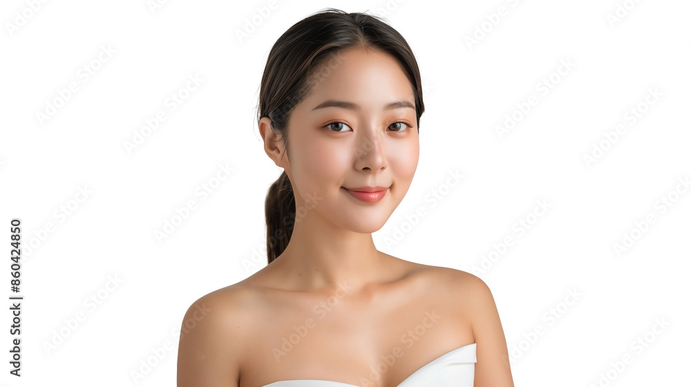 Portrait beautiful young Asian woman with clean fresh skin on transparent background, Face care, Facial treatment, Cosmetology, beauty and spa concept. Portrait beautiful young Asian woman with clean fresh skin on transparent background, Face care, Facial treatment, Cosmetology, beauty and spa concept.