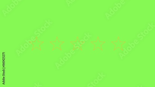 Rating stars icon animation, four star, simple motion animation with intro and outro, isolated on chromakey green, transparant background - 4k stockvideo