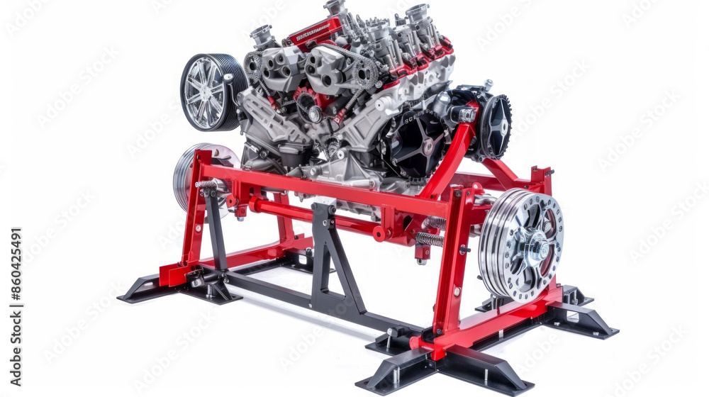 Fototapeta premium Engine Stand: Holds engines securely for repairs and modifications isolated on white background