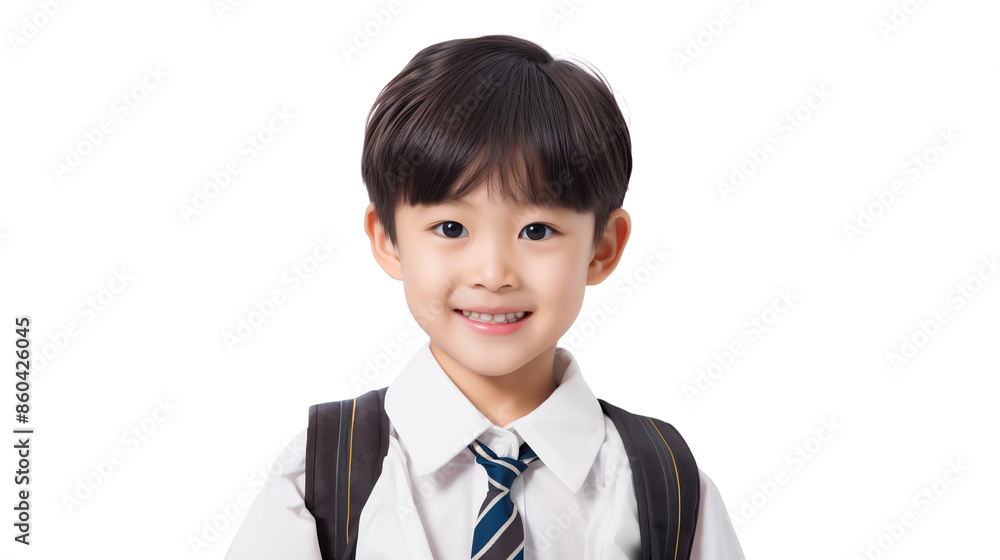 Portrait of happy kid junior school student. Asian school boy smiling. Isolated on transparent background Portrait of happy kid junior school student. Asian school boy smiling. Isolated on transparent background