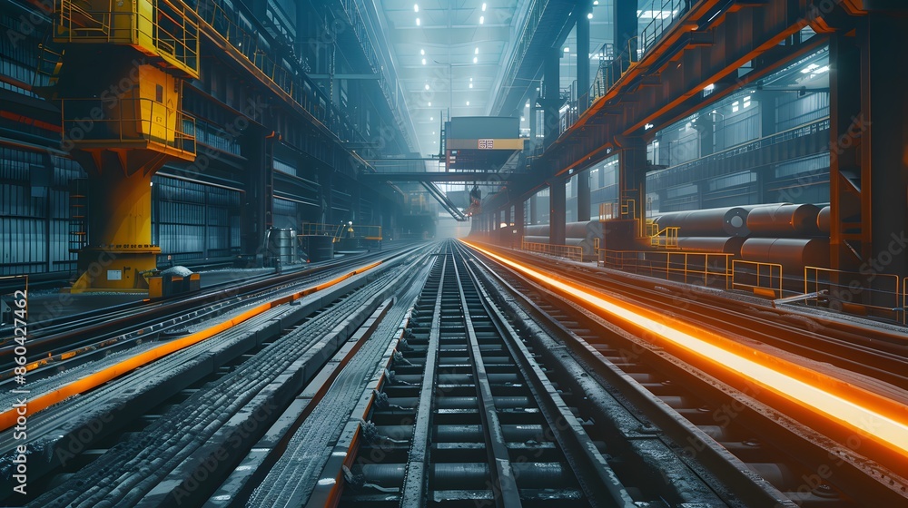Obraz premium Steel Mill Production Line with Molten Metal
