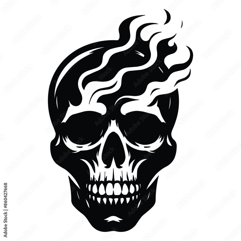 Skull smoking silhouette vector illustration isolated on white background Skull smoking silhouette vector illustration isolated on white background