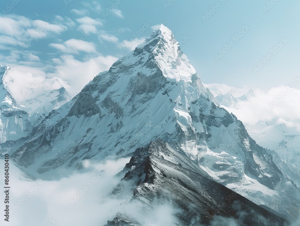 Obraz premium A Majestic View of Ama Dablam Mountain on the Journey to Everest Base Camp