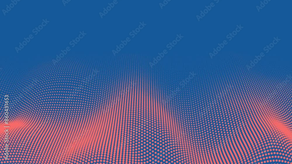 Halftone pattern loop. Abstract animation. Pink dots on blue background. Seamlessly looping wave motion. Copy space for your text or logo. Halftone pattern loop. Abstract animation. Pink dots on blue background. Seamlessly looping wave motion. Copy space for your text or logo.