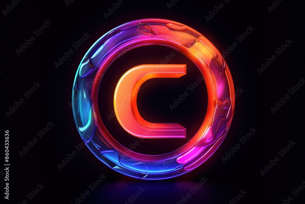 Colorful letter on black background. Vibrant shades of red, blue, and yellow create a striking contrast. Colorful letter on black background. Vibrant shades of red, blue, and yellow create a striking contrast.