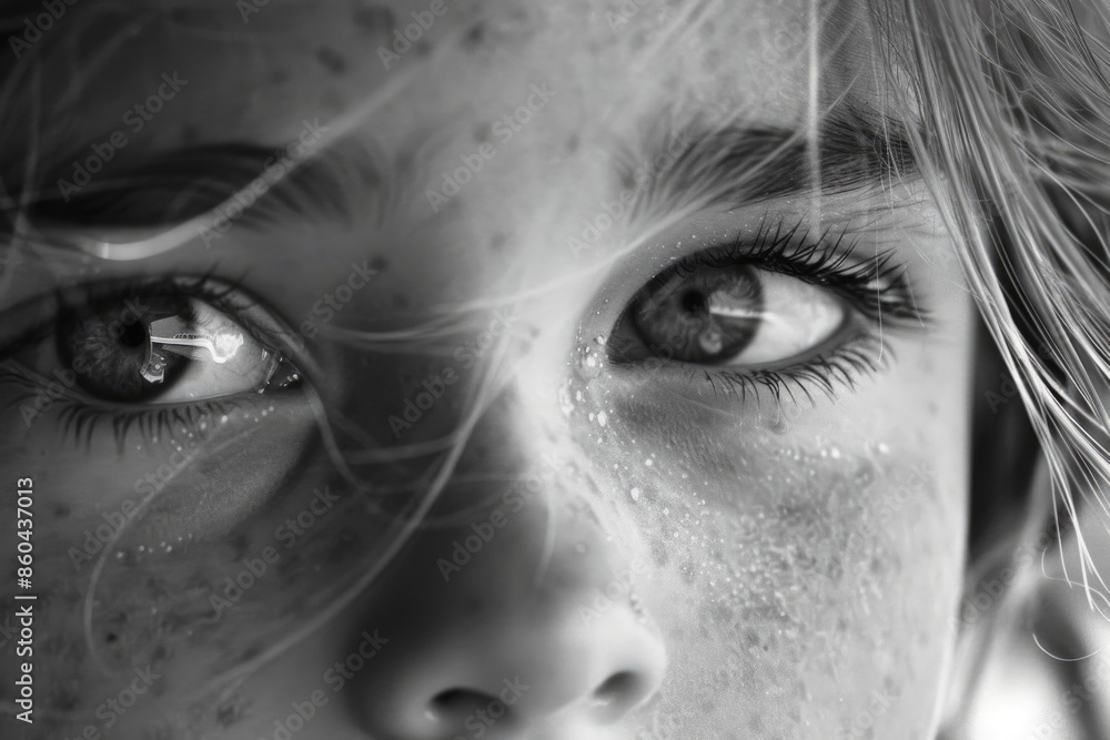 Fototapeta premium A girl with a lot of freckles on her face