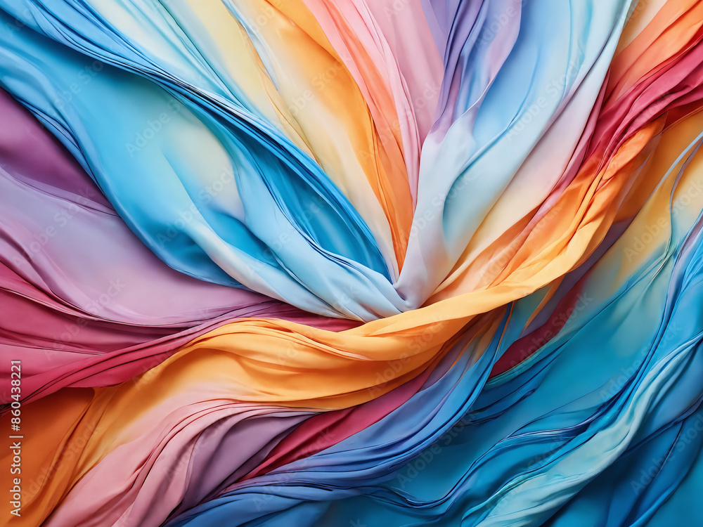 Fototapeta premium Colorful silk fabric swirling abstract background