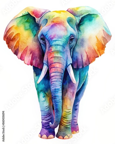 Elephant watercolor isolated on a white background © Sanook