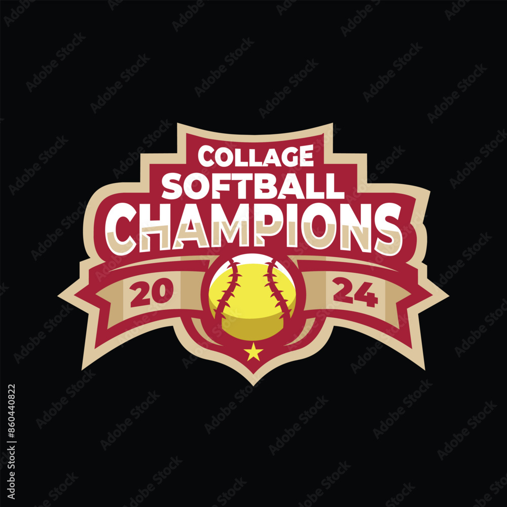 Fotografie Collage softball champions logo as vector graphic design
