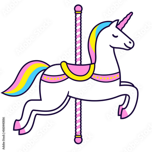 Unicorn carousel horse illustration