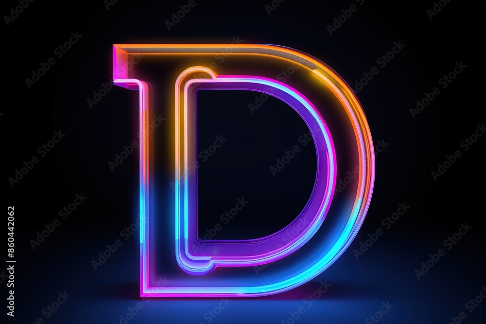 Obraz premium Colorful letter on black background. Vibrant shades of red, blue, and yellow create a striking contrast.