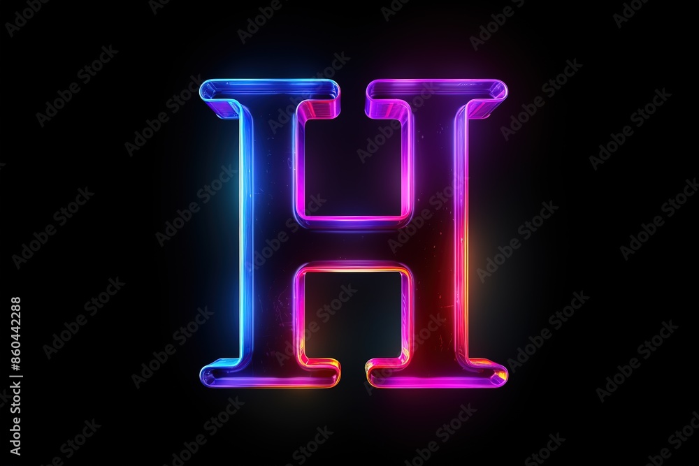 Colorful letter on black background. Vibrant shades of red, blue, and yellow create a striking contrast. Colorful letter on black background. Vibrant shades of red, blue, and yellow create a striking contrast.