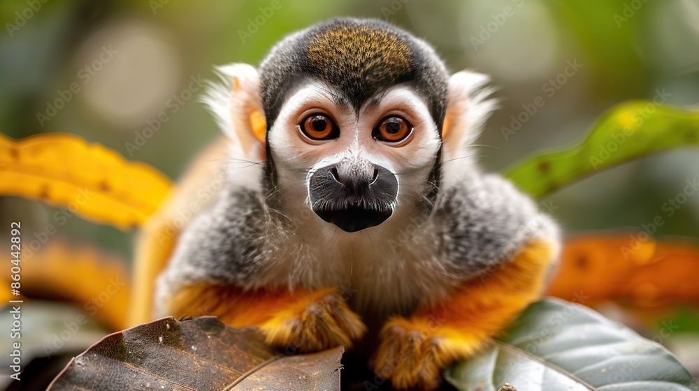Obraz premium Squirrel monkey with big eyes looking at the camera