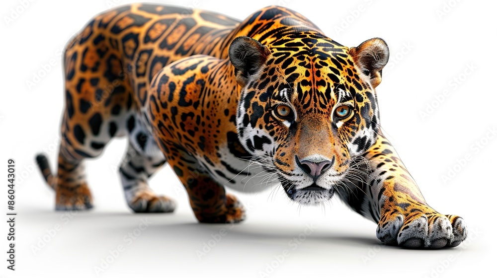 Obraz premium A jaguar is a large cat that is found in the Americas. It is the third-largest cat in the world, after the tiger and the lion.