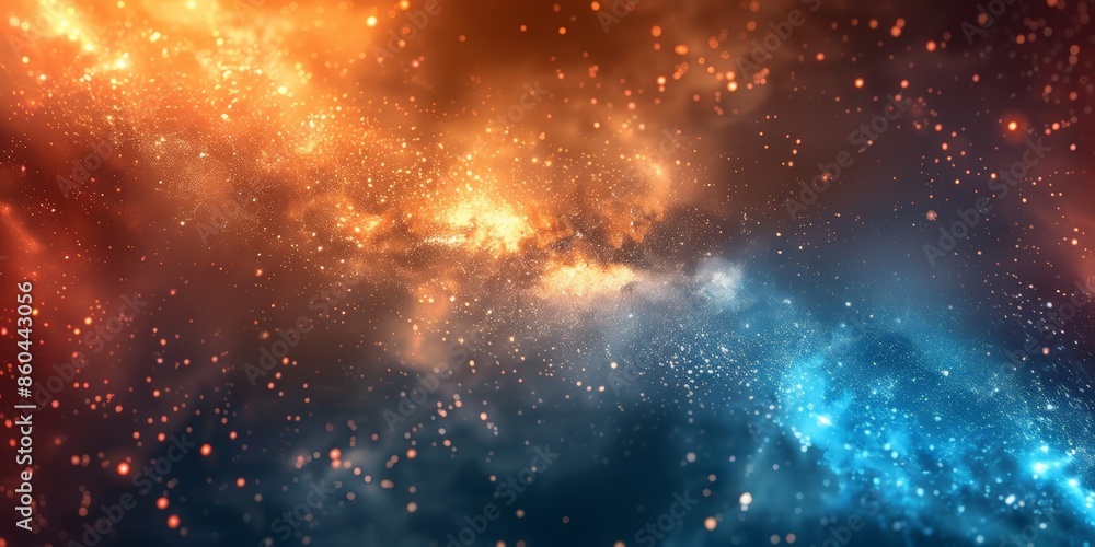 An abstract blend of fiery orange and cool blue energy swirling together, representing the dynamic interaction of contrasting forces. An abstract blend of fiery orange and cool blue energy swirling together, representing the dynamic interaction of contrasting forces.