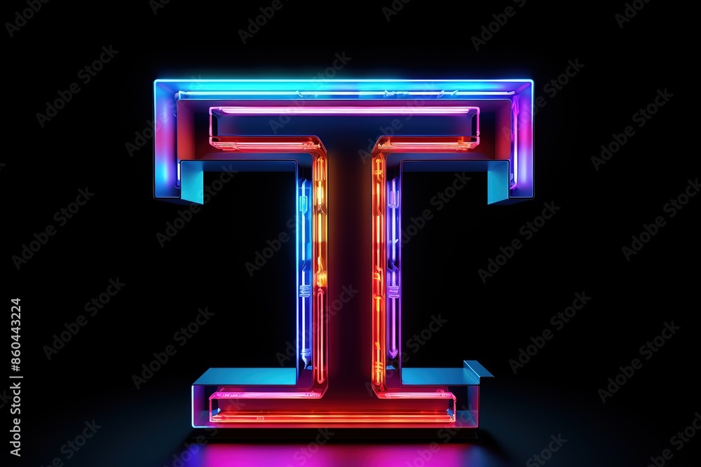 Colorful letter on black background. Vibrant shades of red, blue, and yellow create a striking contrast. Colorful letter on black background. Vibrant shades of red, blue, and yellow create a striking contrast.