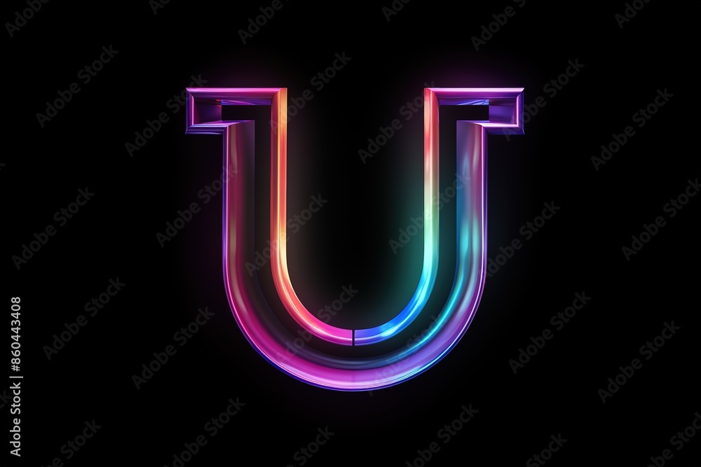 Colorful letter on black background. Vibrant shades of red, blue, and yellow create a striking contrast. Colorful letter on black background. Vibrant shades of red, blue, and yellow create a striking contrast.
