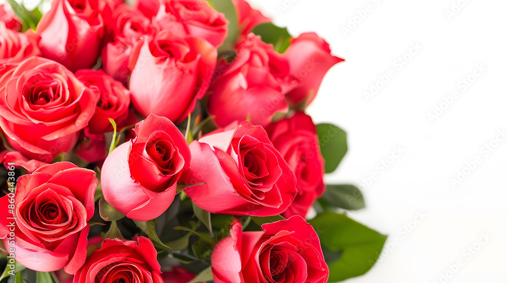 Obraz premium Colorful flower bouquet from red roses isolated on white background Closeup : Generative AI