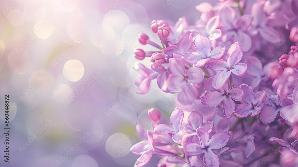 Beautiful Wide Angle soft spring background with lilac flowers Panoramic pastel floral pink and purple template Web banner greeting card with Copy Space : Generative AI Beautiful Wide Angle soft spring background with lilac flowers Panoramic pastel floral pink and purple template Web banner greeting card with Copy Space : Generative AI