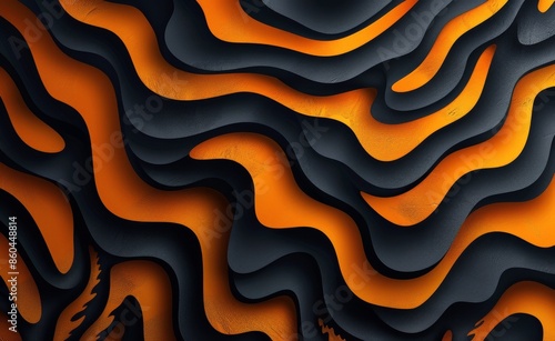 Abstract Orange And Black Tiger Stripe Pattern Background