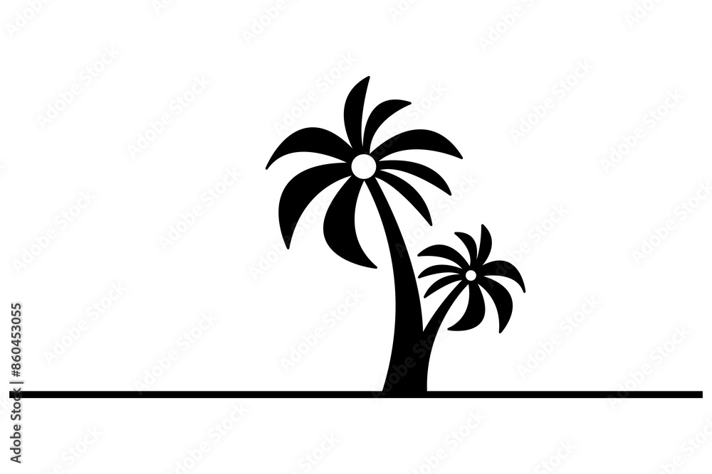 Palm tree silhouette vector drawing of Isolated vector art white background Palm tree silhouette vector drawing of Isolated vector art white background