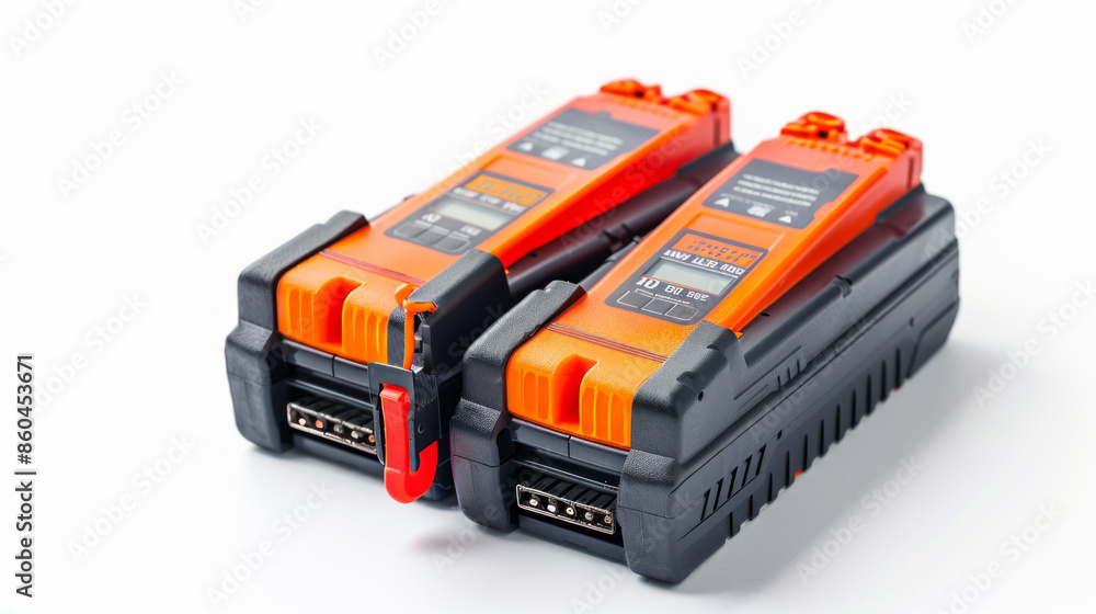 Battery testers for evaluating battery health isolated on white background Battery testers for evaluating battery health isolated on white background