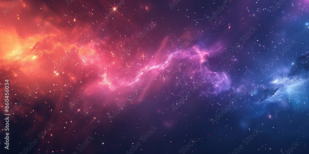 Fototapeta premium A stunning display of a nebula with vibrant red, blue, and purple hues, showcasing the breathtaking beauty of deep space.